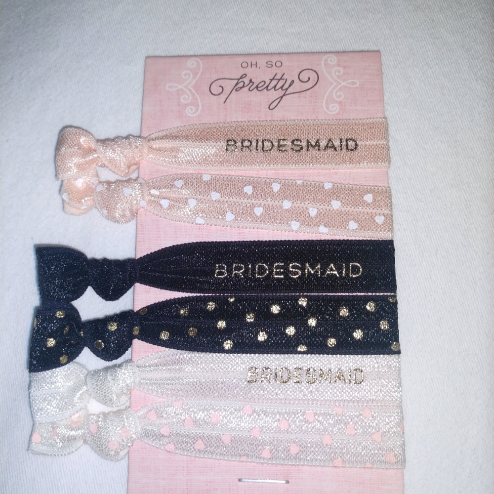 6ct pack Bridesmaid Hair Ties Set Bridal Accessories NEW Bride Tribe GiftSuper